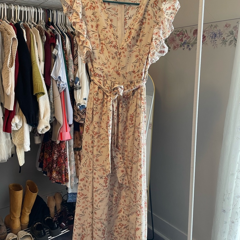 Floral Ruffle Sleeve Maxi Dress